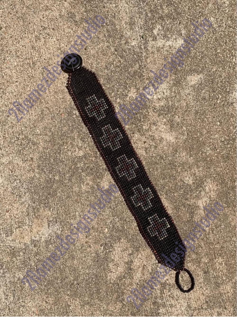 Handmade ‘Cross’ Seed Bead Bracelet - 8.25”